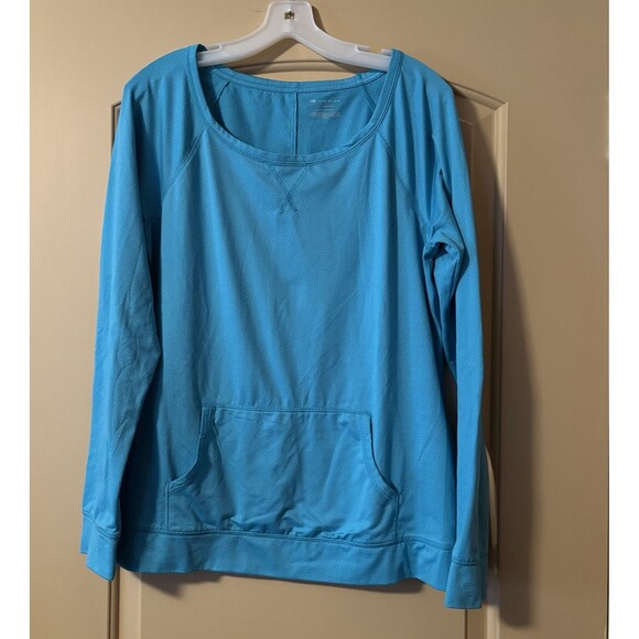 Tek Gear Crew Neck Womans Blue L/S Pockets Lightweight Shirt Size Large Preowned - Picture 1 of 4